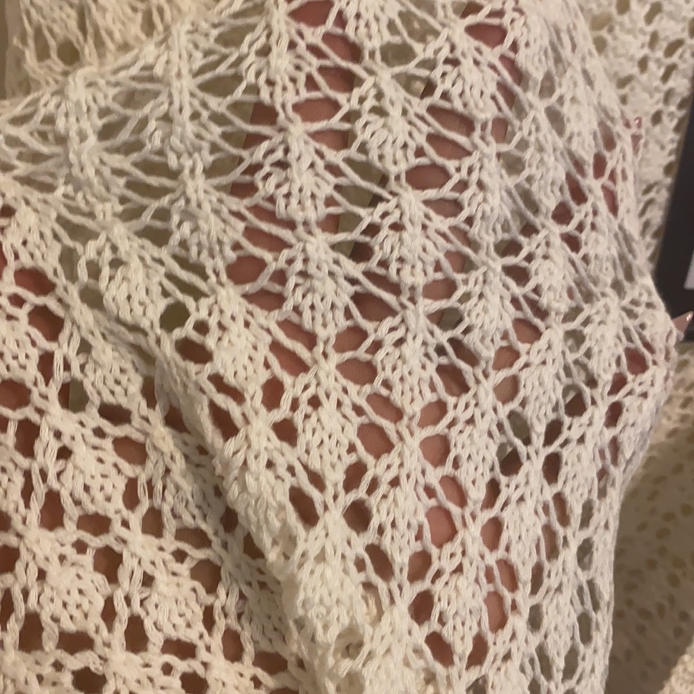 Cream Crochet Beach Cover Up - Picture 7 of 7